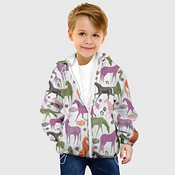 Куртка с капюшоном детская Лошадки, цвет: 3D-белый — фото 2
