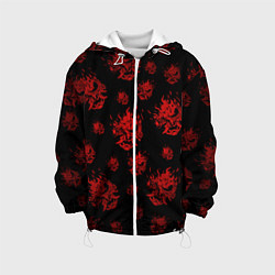 Куртка с капюшоном детская Samurai pattern - красный, цвет: 3D-белый