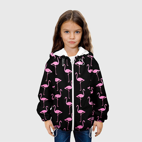 Детская куртка Фламинго Чёрная / 3D-Белый – фото 3