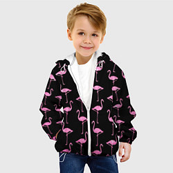 Куртка с капюшоном детская Фламинго Чёрная, цвет: 3D-белый — фото 2
