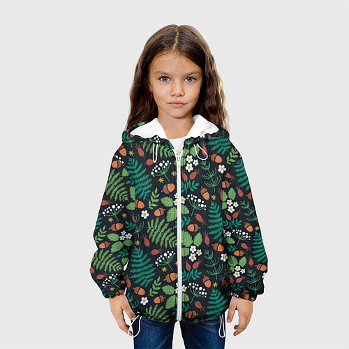 Детская куртка Лесные листочки цветочки / 3D-Белый – фото 3