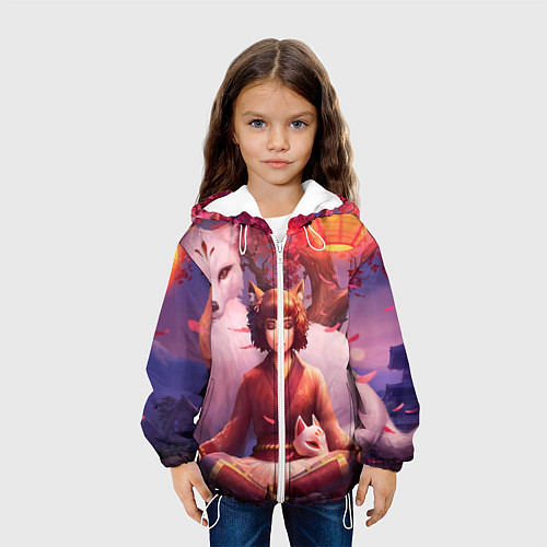 Детская куртка Девушка-лиса / 3D-Белый – фото 3