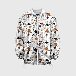 Куртка с капюшоном детская Коты Паттерн, цвет: 3D-белый
