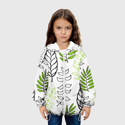 Куртка с капюшоном детская Листья, цвет: 3D-белый — фото 2