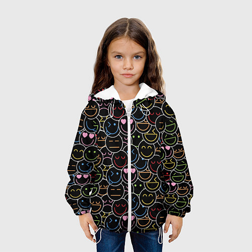 Детская куртка SLAVA MARLOW - Неоновые смайлы / 3D-Белый – фото 3
