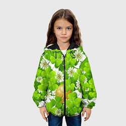 Куртка с капюшоном детская Ирландский Клевер и Монетка, цвет: 3D-черный — фото 2