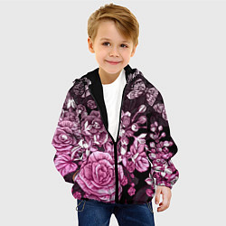 Куртка с капюшоном детская РОЗЫ ROSES БАБОЧКИ, цвет: 3D-черный — фото 2