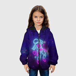 Куртка с капюшоном детская Неоновый Космонавт, цвет: 3D-черный — фото 2