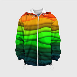 Куртка с капюшоном детская Цветные волны, цвет: 3D-белый