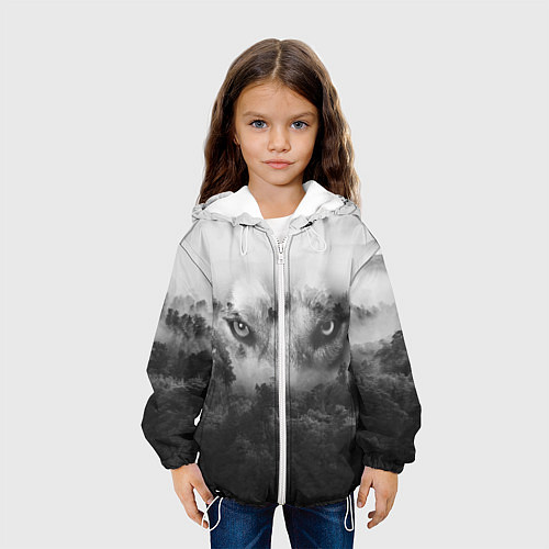 Детская куртка Волк в лесу / 3D-Белый – фото 3