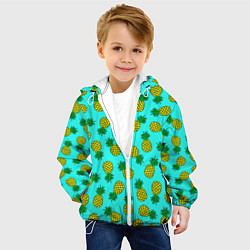 Куртка с капюшоном детская Ананасы аква, цвет: 3D-белый — фото 2