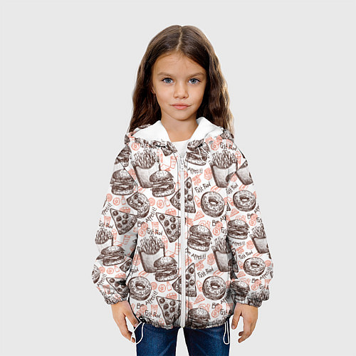 Детская куртка Фастфуд Fast food / 3D-Белый – фото 3