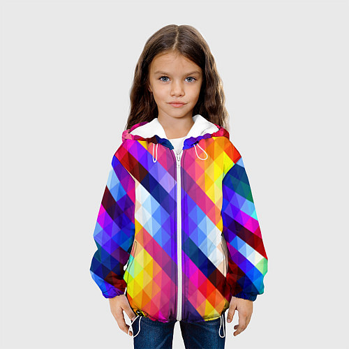 Детская куртка Пиксельная радуга / 3D-Белый – фото 3