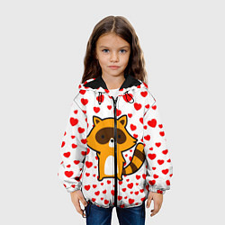 Куртка с капюшоном детская Енот в сердечках, цвет: 3D-черный — фото 2