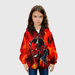 Куртка с капюшоном детская The devil is on fire, цвет: 3D-черный — фото 2