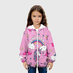 Куртка с капюшоном детская Единорог Радужный, цвет: 3D-белый — фото 2