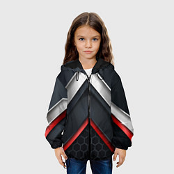 Куртка с капюшоном детская 3D соты объемная броня сталь, цвет: 3D-черный — фото 2