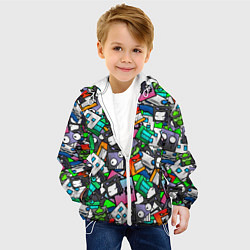 Куртка с капюшоном детская Geometry Dash Pattern Z, цвет: 3D-белый — фото 2