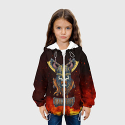 Куртка с капюшоном детская Valheim Череп викинга, цвет: 3D-белый — фото 2