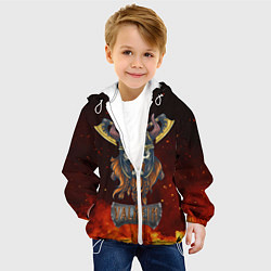 Куртка с капюшоном детская Valheim Череп викинга, цвет: 3D-белый — фото 2