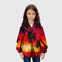 Куртка с капюшоном детская Гавайский закат, цвет: 3D-черный — фото 2