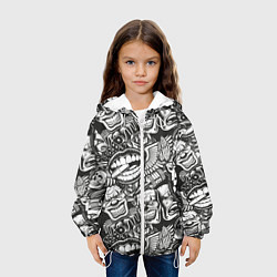 Куртка с капюшоном детская Тату ретро, цвет: 3D-белый — фото 2