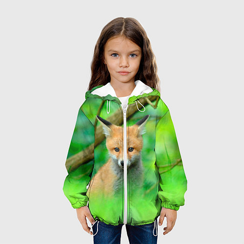 Детская куртка Лисенок в зеленом лесу / 3D-Белый – фото 3