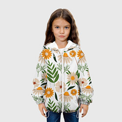 Куртка с капюшоном детская Цветы и листья, цвет: 3D-белый — фото 2
