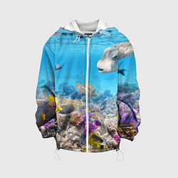 Куртка с капюшоном детская Морской мир, цвет: 3D-белый