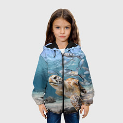 Куртка с капюшоном детская Морская черепаха, цвет: 3D-черный — фото 2