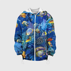 Куртка с капюшоном детская Коралловые рыбки, цвет: 3D-белый