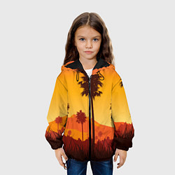Куртка с капюшоном детская Лето, Пальмы, вечер, цвет: 3D-черный — фото 2