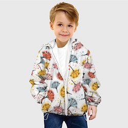 Куртка с капюшоном детская Абстрактные цветы одуванчики, цвет: 3D-белый — фото 2