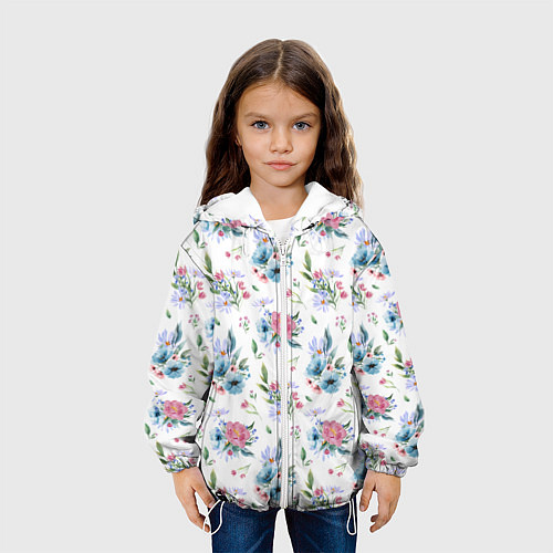 Детская куртка Весенние акварельные цветы / 3D-Белый – фото 3