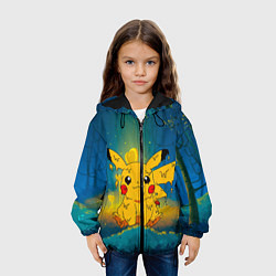 Куртка с капюшоном детская Жидкий Пикачу, цвет: 3D-черный — фото 2