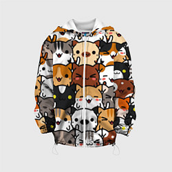 Куртка с капюшоном детская Коты и котики, цвет: 3D-белый