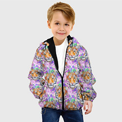 Куртка с капюшоном детская Тигр в цветах, цвет: 3D-черный — фото 2