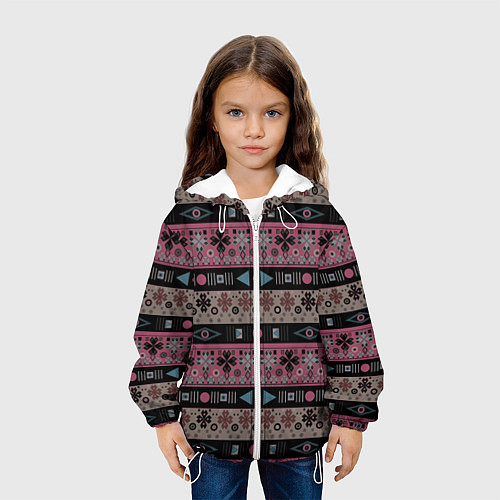 Детская куртка Этнический полосатый орнамент / 3D-Белый – фото 3