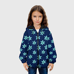 Куртка с капюшоном детская Цветы Голубые, цвет: 3D-черный — фото 2