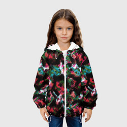 Куртка с капюшоном детская Гранжевый абстрактный узор, цвет: 3D-белый — фото 2