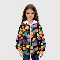 Куртка с капюшоном детская Заплатки на черном фоне, цвет: 3D-белый — фото 2