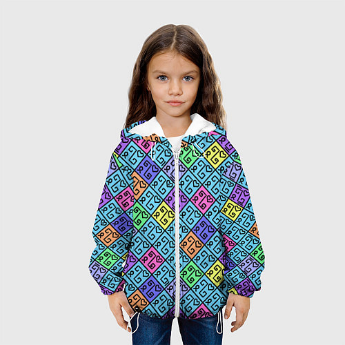 Детская куртка Неоновый яркий абстрактный узо / 3D-Белый – фото 3