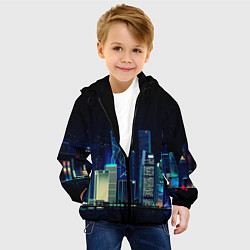 Куртка с капюшоном детская СВЕТЯЩИЙСЯ ГОРОД, цвет: 3D-черный — фото 2