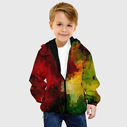 Куртка с капюшоном детская Абстрактная мазаика витраж, цвет: 3D-черный — фото 2