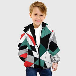 Куртка с капюшоном детская Абстрактный геометрический, цвет: 3D-черный — фото 2