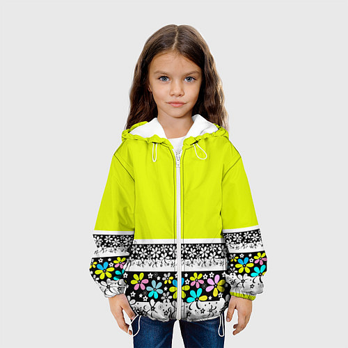 Детская куртка Яркий цветочный узор / 3D-Белый – фото 3