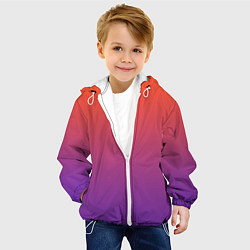 Куртка с капюшоном детская Оранжевый и Фиолетовый, цвет: 3D-белый — фото 2