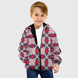 Куртка с капюшоном детская Красно-синий плед -клетка, цвет: 3D-черный — фото 2