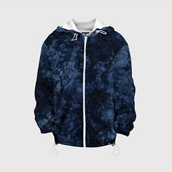 Куртка с капюшоном детская Темно-синяя текстура камня, цвет: 3D-белый