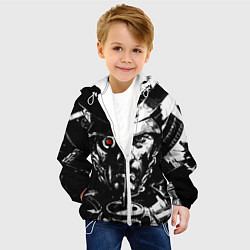 Куртка с капюшоном детская Самурай ЧБ Лого спина Z, цвет: 3D-белый — фото 2